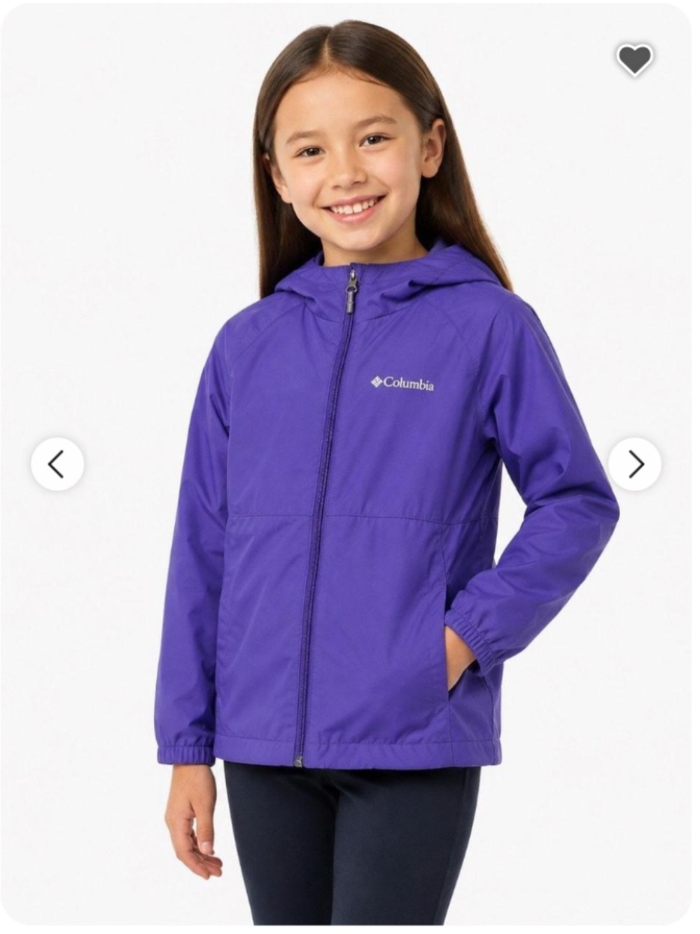 Lands’ End Kids Purple Hooded Windbreaker Rain Jacket Size L girls
